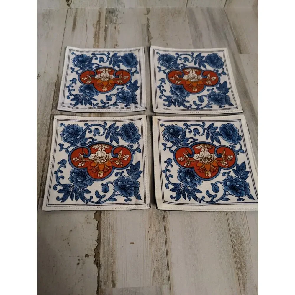 Japanese‎ Gen Collection Placemats & Coasters, blue floral, tea ritual